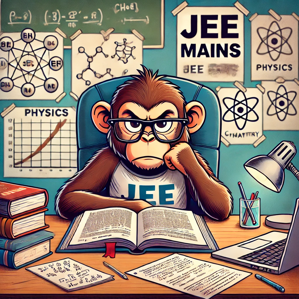 a monkey is preparing for jee mains 2025